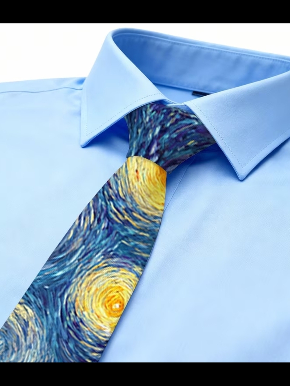 Blue Starry-Pattern Men’s Tie — Vibrant Blue and Yellow Design